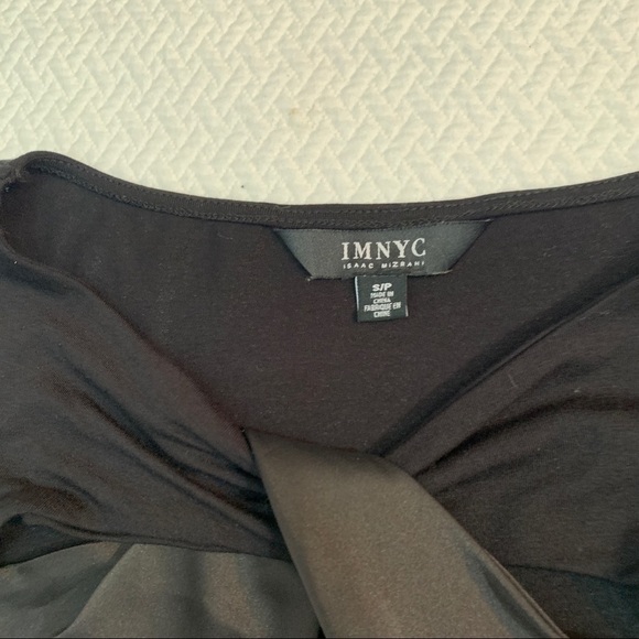 𝅺ISAAC Mizrahi🖤Black Long Sleeve Top Crossover Front Size S - Picture 7 of 9